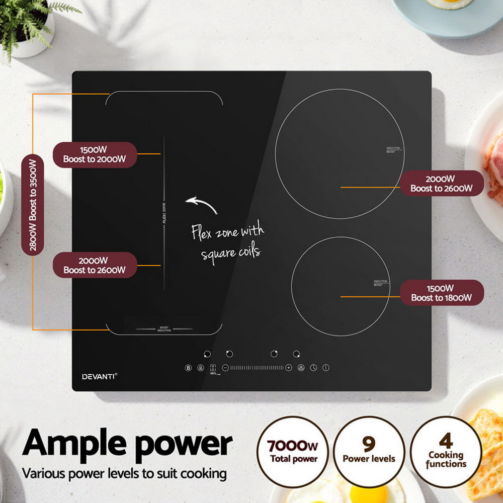 Flex zone with square coils shown holding a large griddle pan