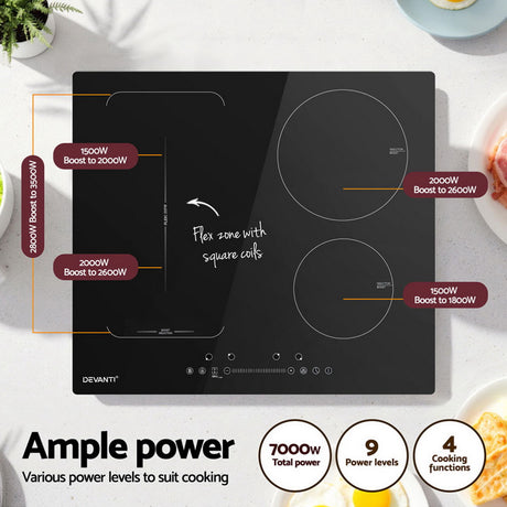 Flex zone with square coils shown holding a large griddle pan