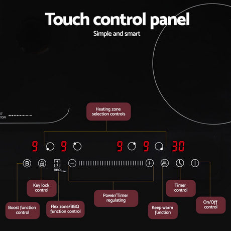 Side profile of the 6 cm deep induction cooktop showing the slim glass edge