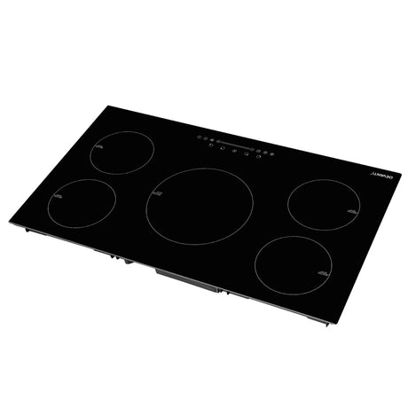 Close up of the touch control panel and LED display on the 90 cm induction cooktop
