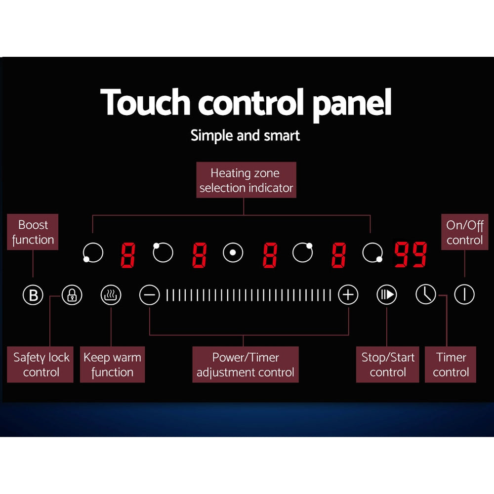 Side profile of the 90 cm induction cooktop showing its slim 5.8 cm depth