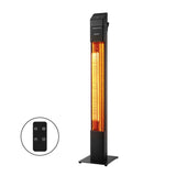Black freestanding radiant tower heater with LED display and remote control