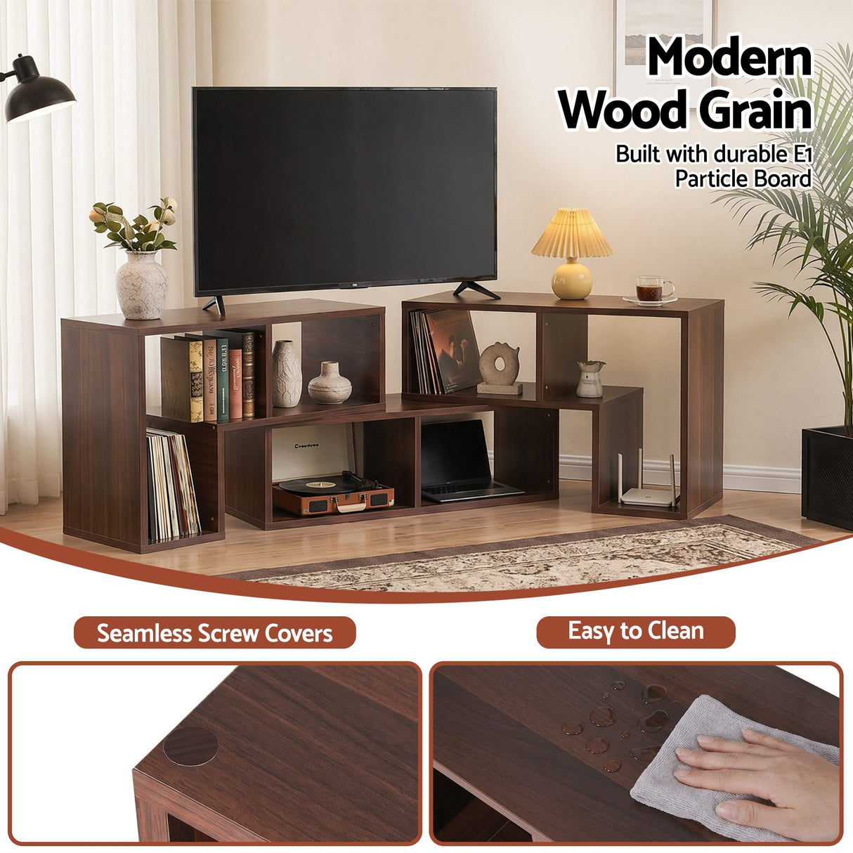Zeehan Modular TV Stand, Walnut