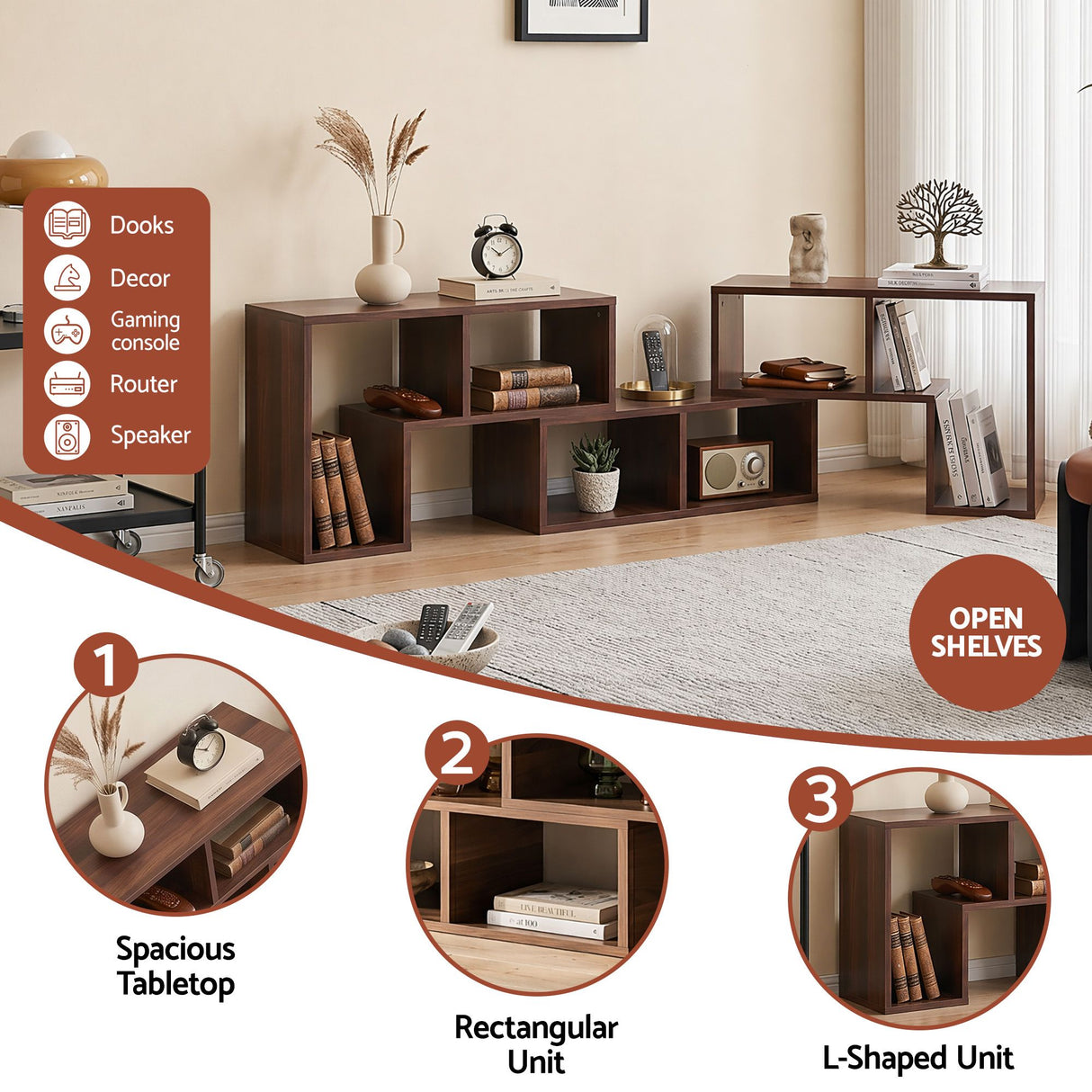 Zeehan Modular TV Stand, Walnut