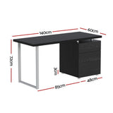 Artiss 140cm Black Computer Desk with 3-Drawer Cabinet — Allure Home Collections