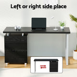 Artiss 140cm Black Computer Desk with 3-Drawer Cabinet — Allure Home Collections
