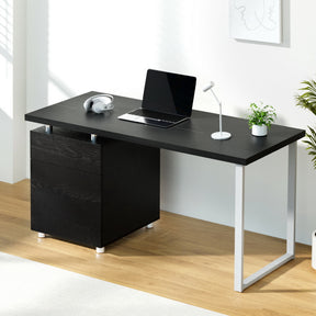 Ajana black computer desk 140cm with three drawer cabinet in a home office
