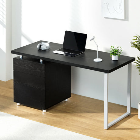 Artiss 140cm Black Computer Desk with 3-Drawer Cabinet — Allure Home Collections
