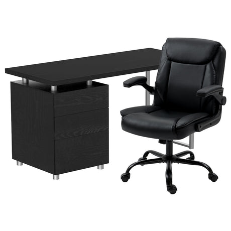 Ocean Reef black office desk and chair set in a home office