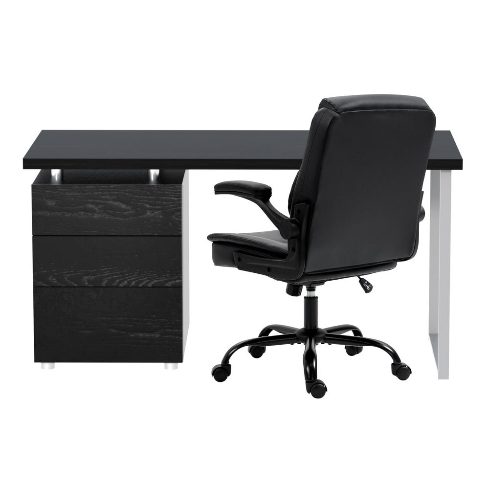 Ocean Reef black office desk and chair set in a home office, view 3