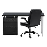 Ocean Reef black office desk and chair set in a home office, view 3