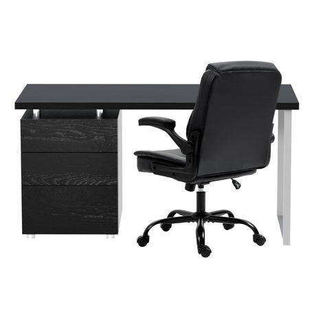 Ocean Reef black office desk and chair set in a home office, view 3