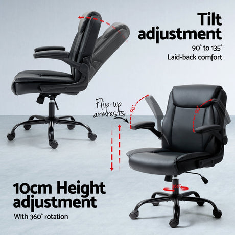 Ocean Reef black office desk and chair set in a home office, view 5