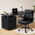 Albany desk and chair set with three compartment computer desk and executive chair