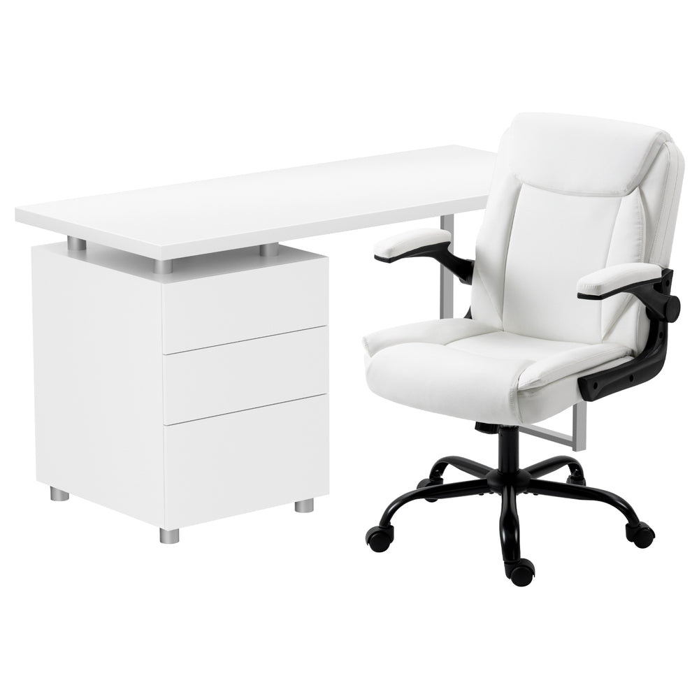 Ocean Reef white office desk and chair set in a home office