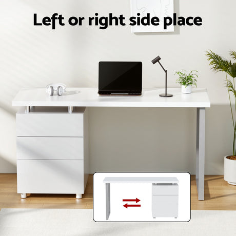 Ocean Reef white office desk and chair set in a home office, view 4