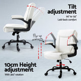 Ocean Reef white office desk and chair set in a home office, view 5