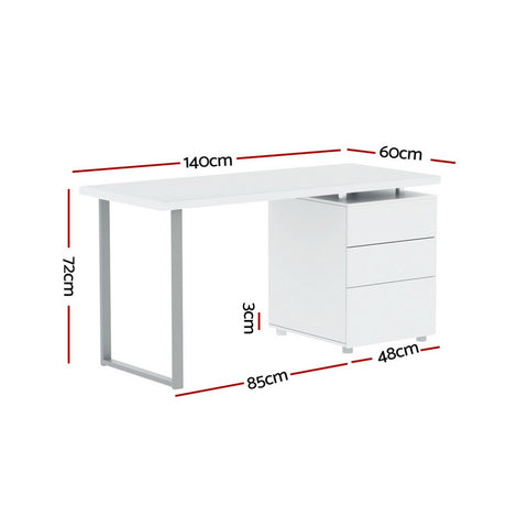Artiss 140CM White Computer Desk with Drawers