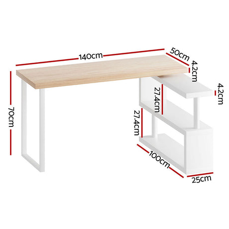 Artiss 140cm Computer Desk with 360-Degree Rotatable Bookshelf — Allure Home Collections