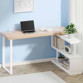 Yuna computer desk 140cm with 360 degree rotatable bookshelf in a study