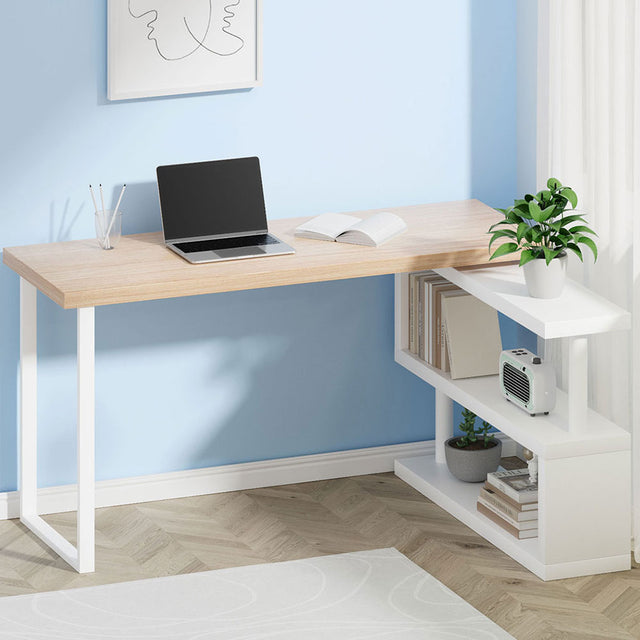 Artiss 140cm Computer Desk with 360-Degree Rotatable Bookshelf — Allure Home Collections