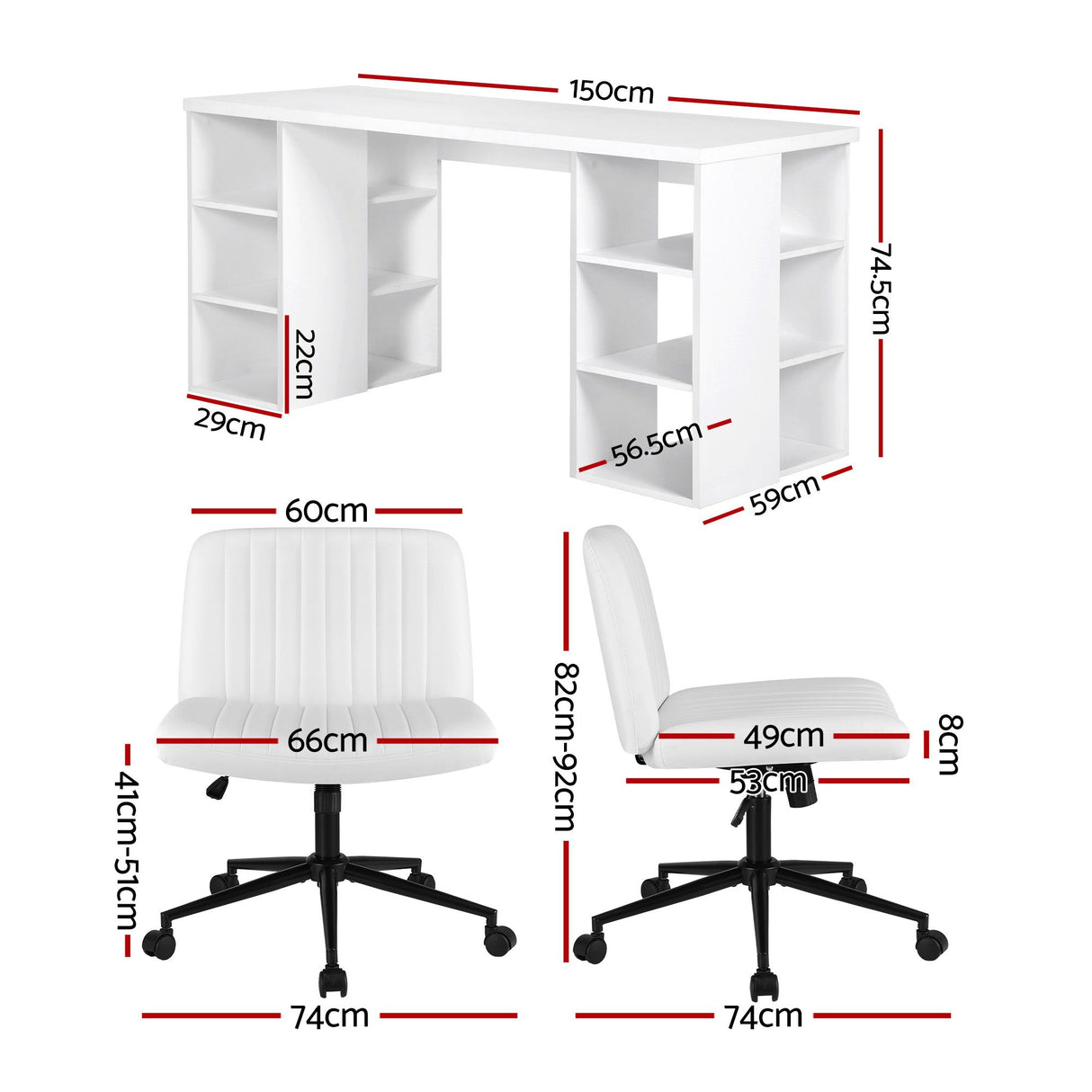 Bonython Office Desk, White 150cm