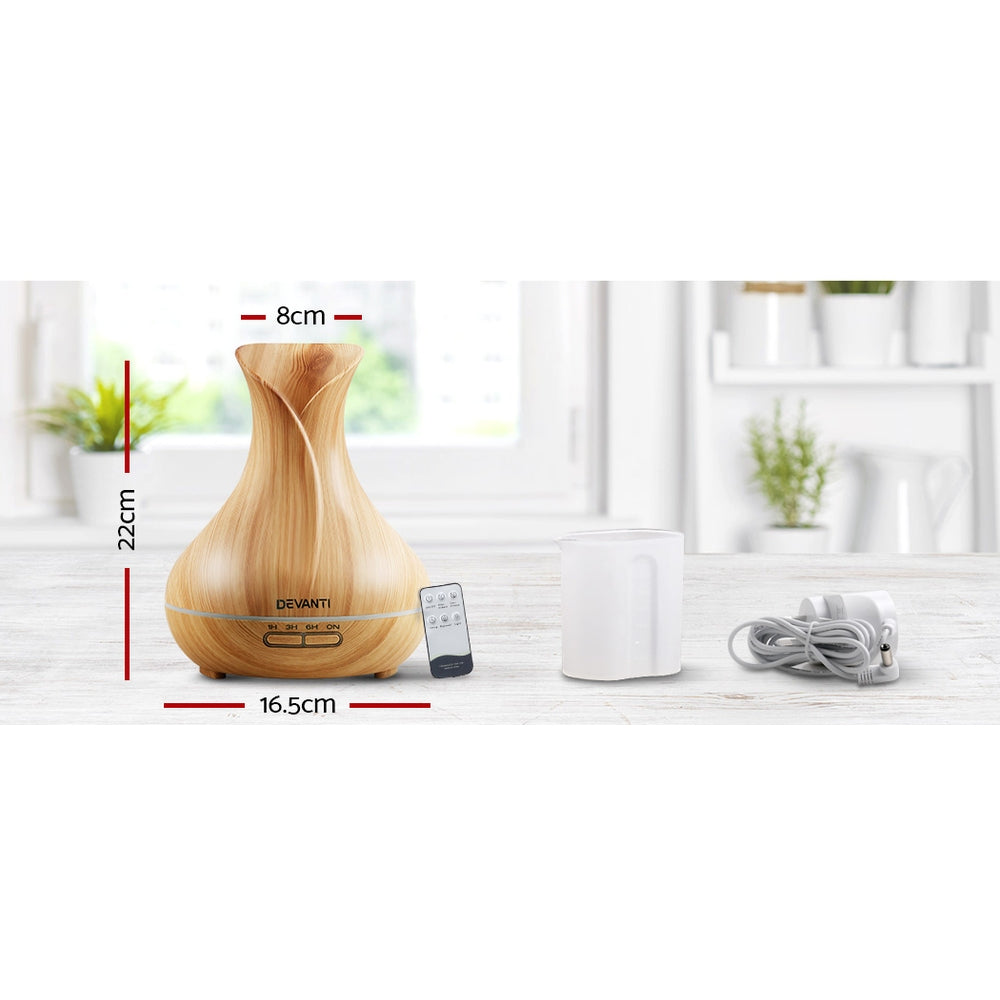 Devanti Aroma Diffuser Aromatherapy Wood 400ml Ultrasonic Essential Oil Humidifier