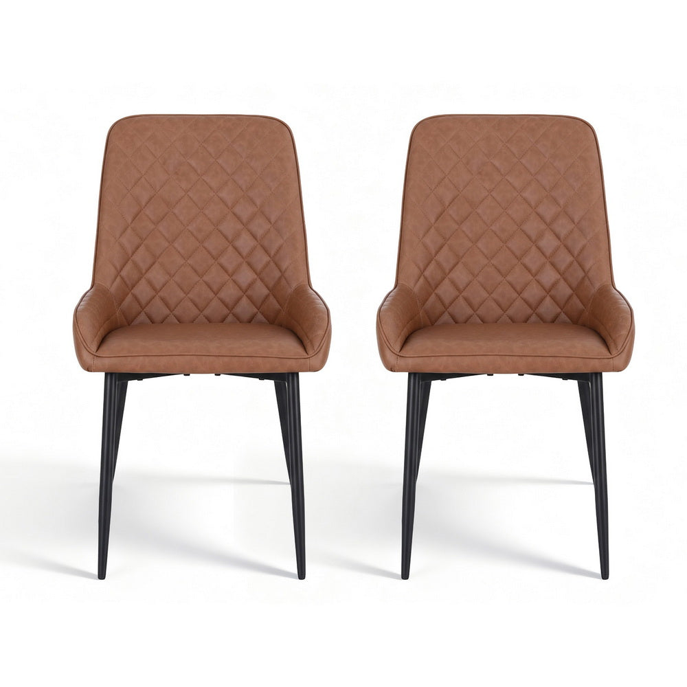Lyndoch brown faux leather dining chair in a modern dining room
