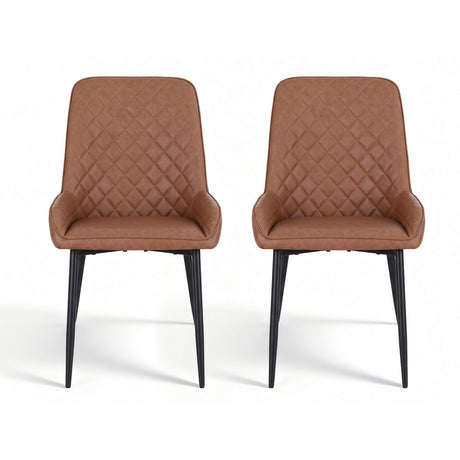 Lyndoch brown faux leather dining chair in a modern dining room