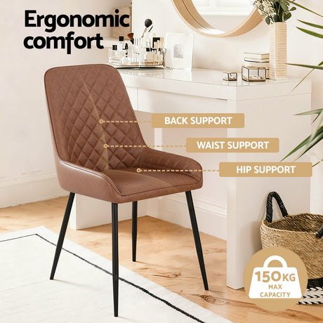 Lyndoch brown faux leather dining chair in a modern dining room