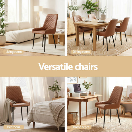 Lyndoch brown faux leather dining chair in a modern dining room