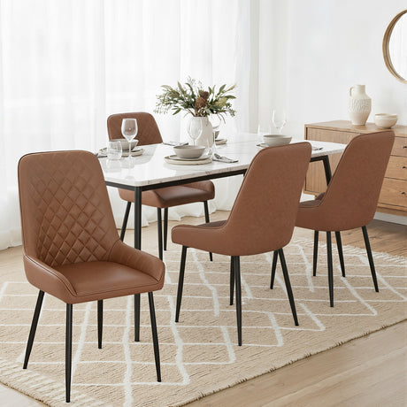 Lyndoch brown faux leather dining chair in a modern dining room