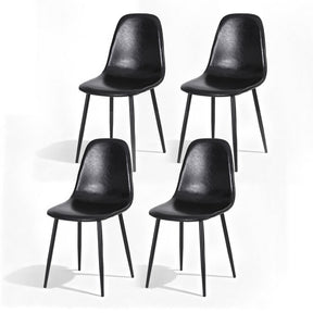 Sandy Creek black faux leather dining chair with metal legs
