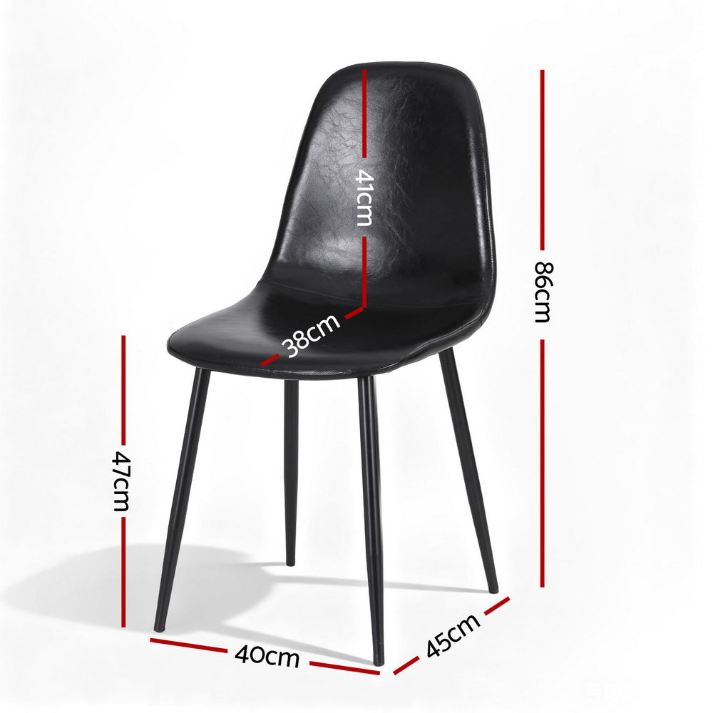 Sandy Creek black faux leather dining chair with metal legs