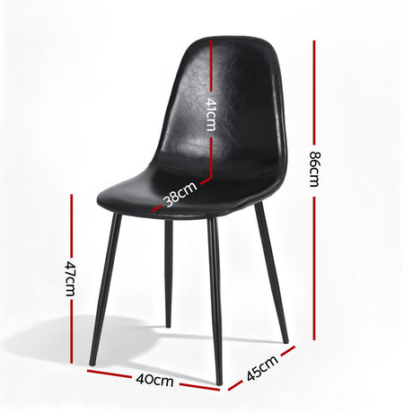 Sandy Creek black faux leather dining chair with metal legs