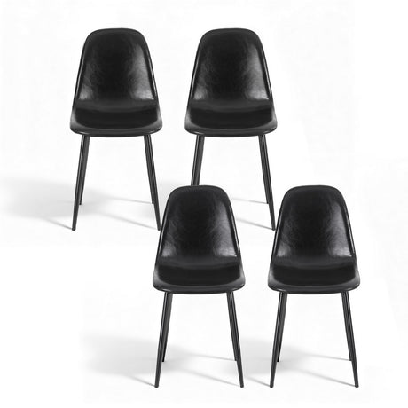 Sandy Creek black faux leather dining chair with metal legs