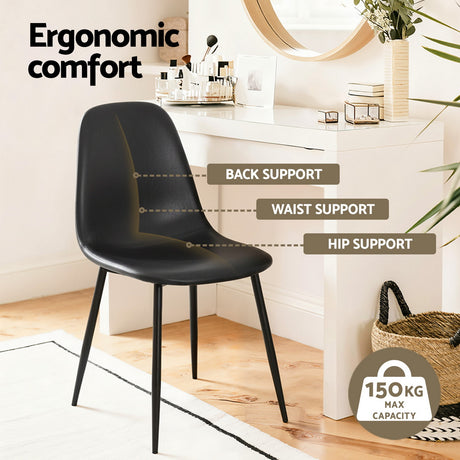 Sandy Creek black faux leather dining chair with metal legs