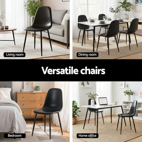 Sandy Creek black faux leather dining chair with metal legs