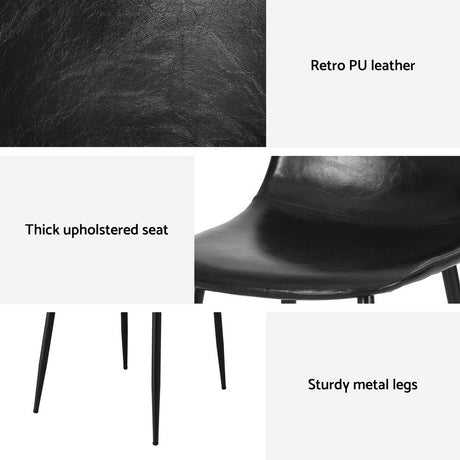 Sandy Creek black faux leather dining chair with metal legs