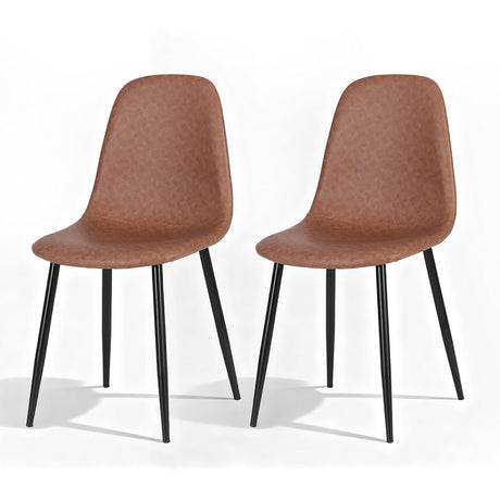 Sandy Creek brown faux leather dining chair with black metal legs