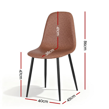 Sandy Creek brown faux leather dining chair with black metal legs