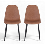 Sandy Creek brown faux leather dining chair with black metal legs
