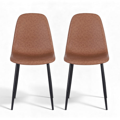 Sandy Creek brown faux leather dining chair with black metal legs