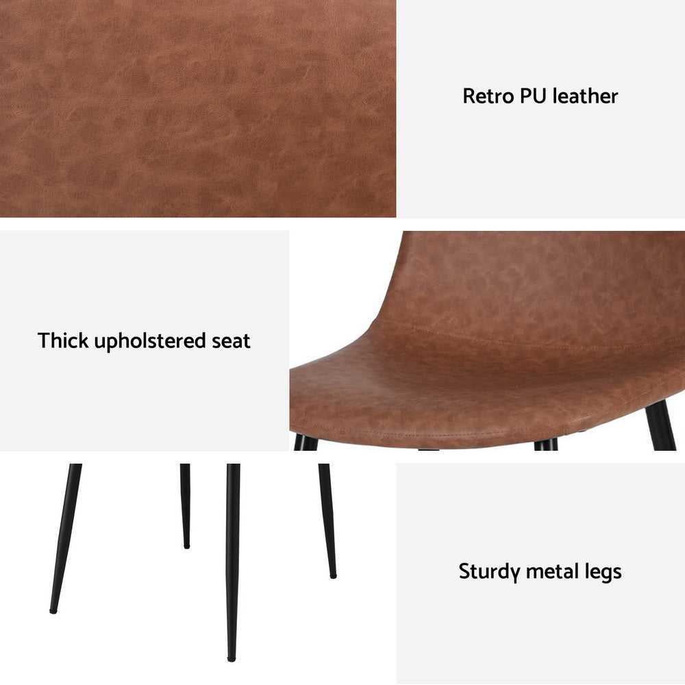 Sandy Creek brown faux leather dining chair with black metal legs