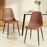 Sandy Creek brown faux leather dining chair with black metal legs