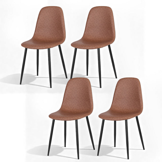 Sandy Creek brown faux leather dining chair with black metal legs