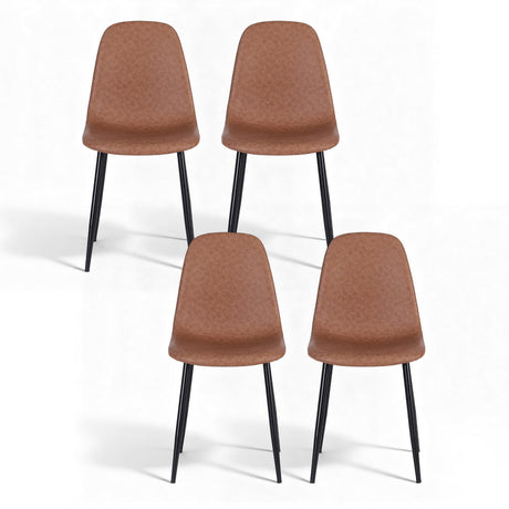 Sandy Creek brown faux leather dining chair with black metal legs