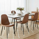 Sandy Creek brown faux leather dining chair with black metal legs