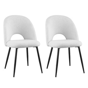 Seppeltsfield white sherpa boucle dining chair in a modern dining room