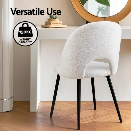 Seppeltsfield white sherpa boucle dining chair in a modern dining room